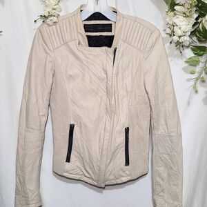 Zara Cream Leather Jacket for Women
